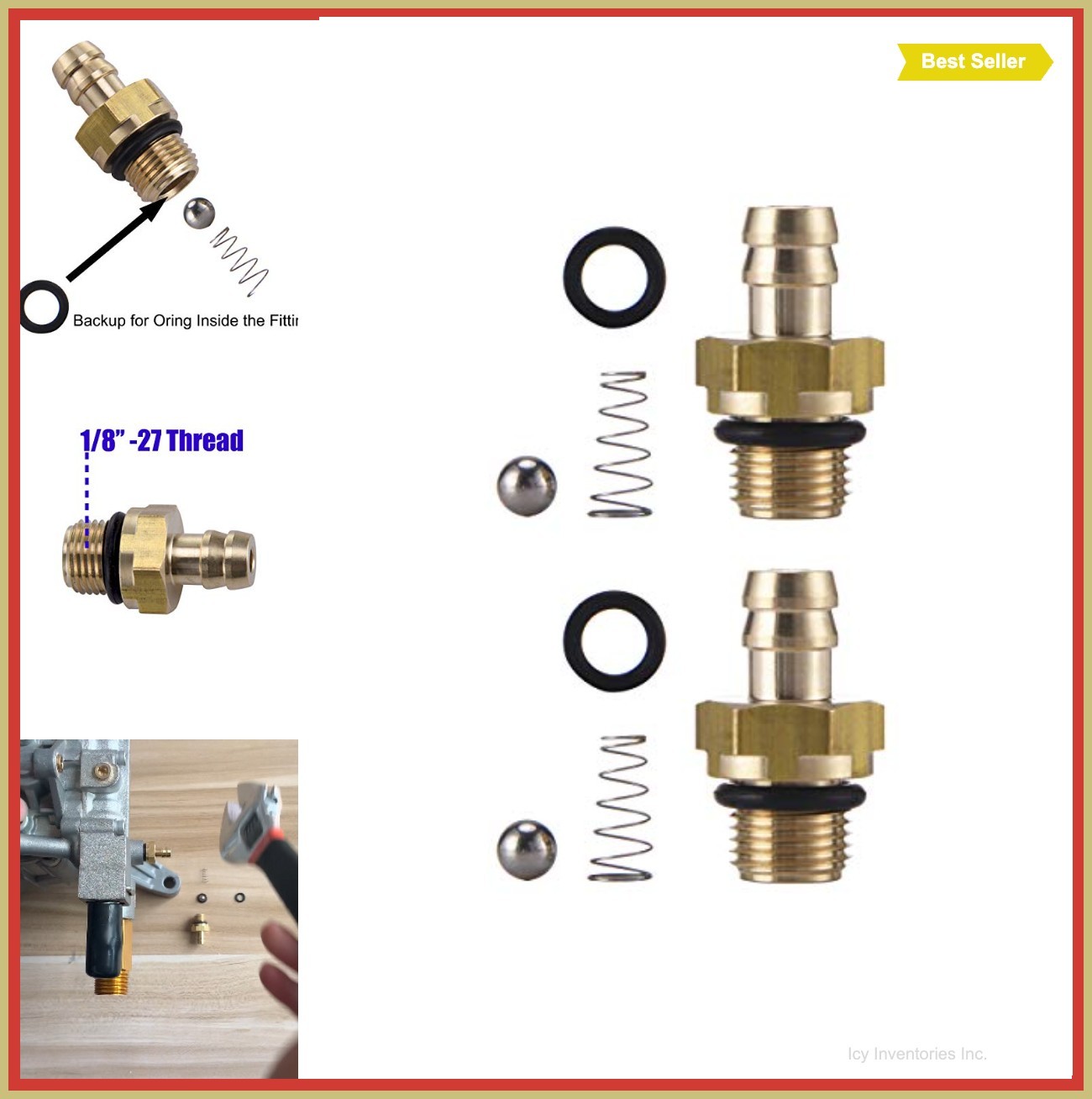 Pressure Washer Chemical Injector Set 1/8 BSP Thread Two Pack Brass