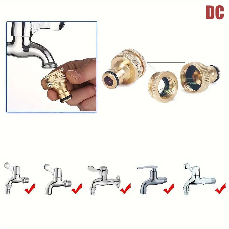 Brass Faucet Tap Connector Mixer Hose Adaptor Quick Connecter 1/2 3/4 Copper Hos