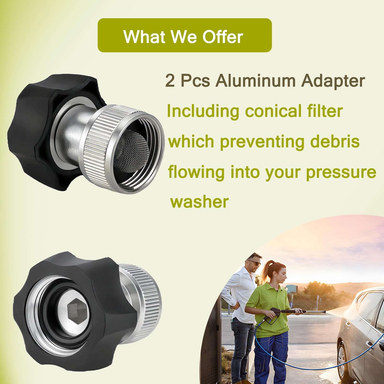 2-Pack Electric Pressure Washer Coupler, 3/4″ Garden Hose Adapter Fitting, He…
