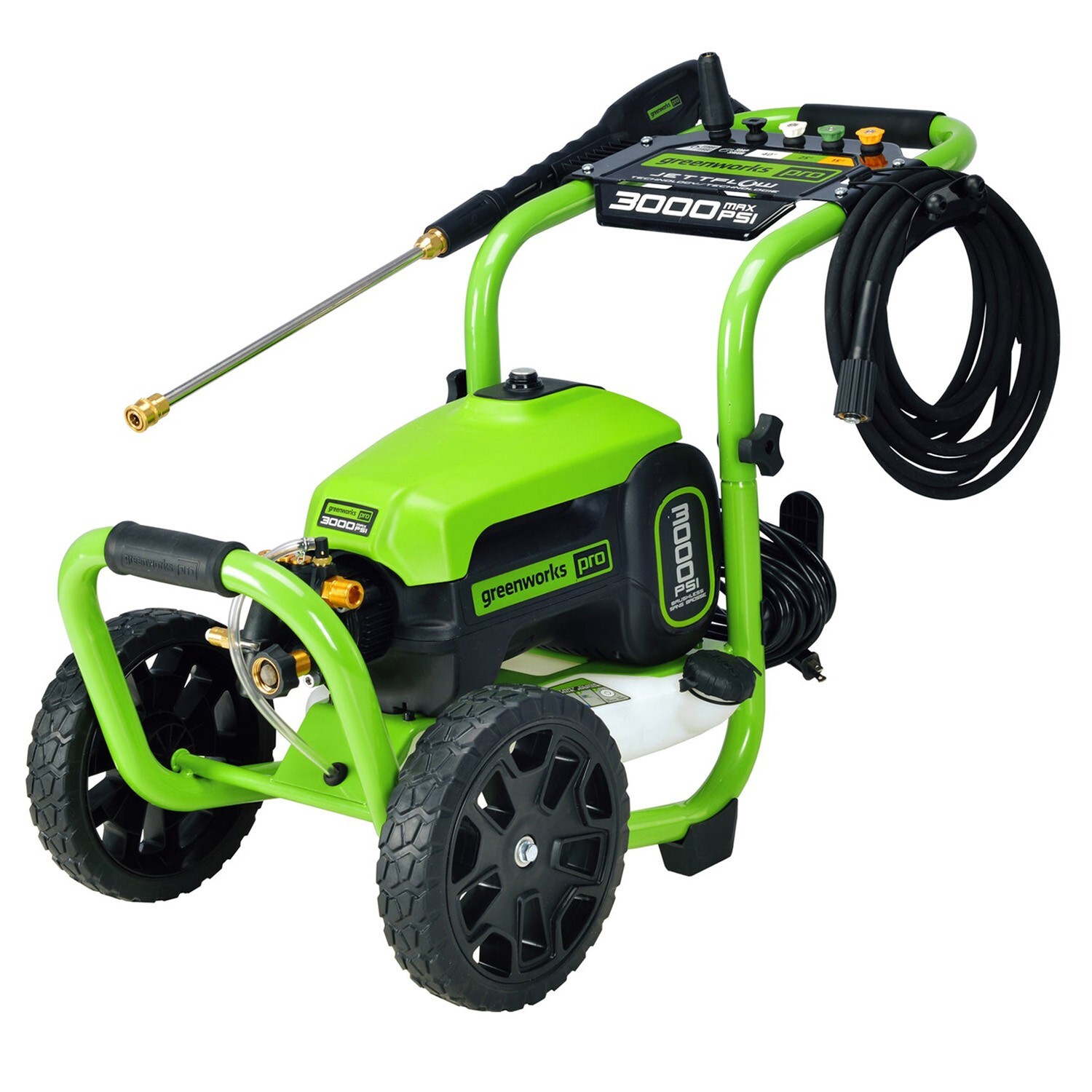 Greenworks Pro 3000 Psi Electric Pressure Washer GPW3001 25Ft Hose 35Ft Cord 5No