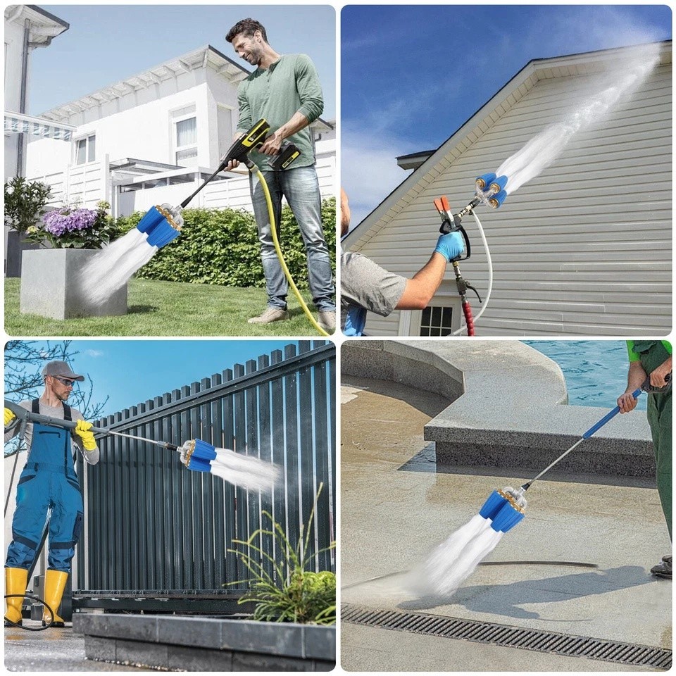 360° Rotating Pressure Washer Four Turbo Nozzle 1/4″ Quick Connector 2.5 Orifice