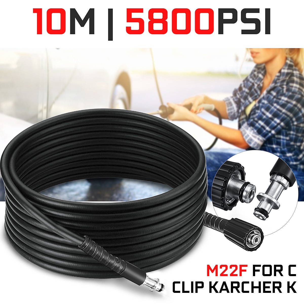 10m High Pressure Washer Extension For Karcher K2 K3 K4 K5 K7 K Series M22