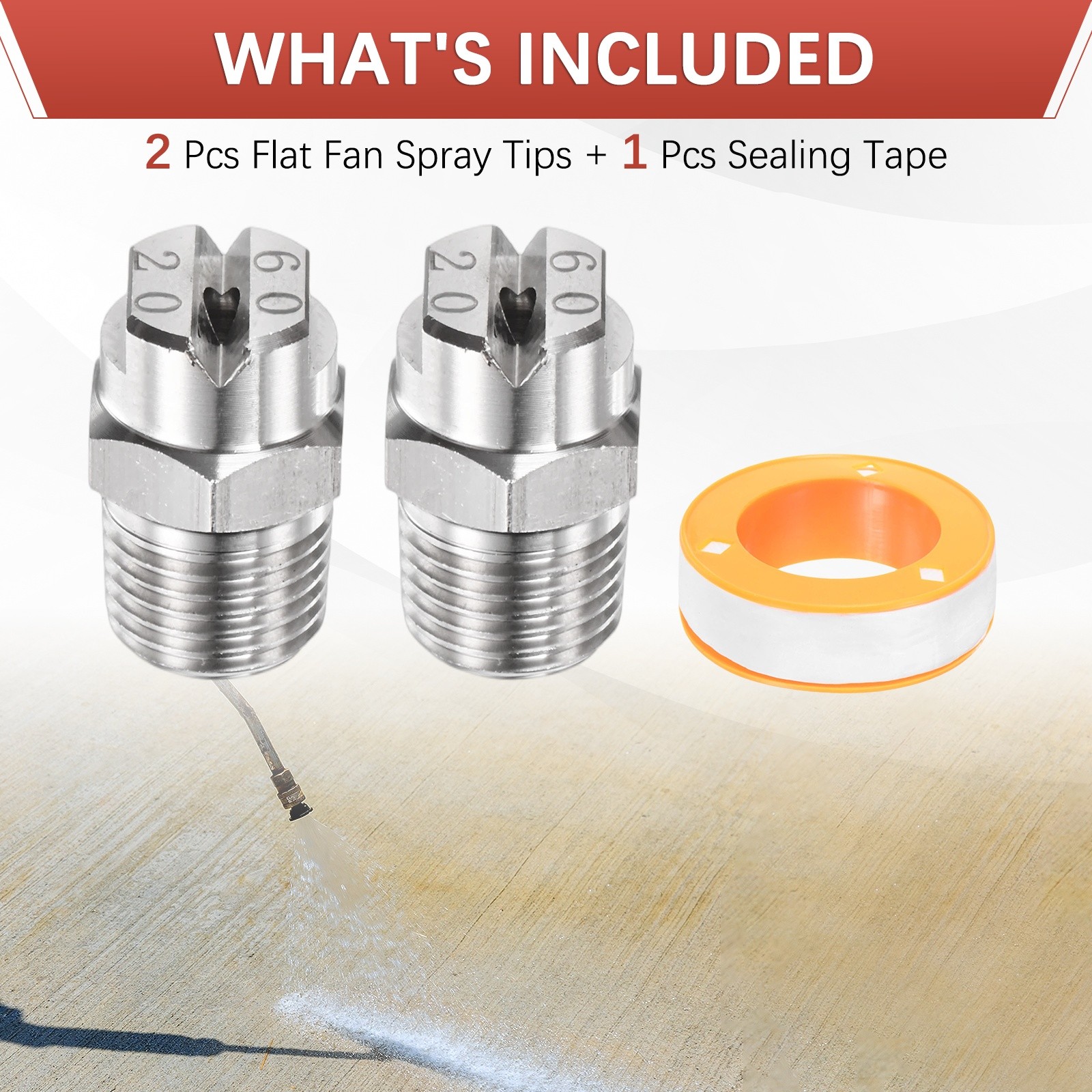 1/4″BSP 60° Flat Fan Spray Tip [3PCS] – Pressure Washer Nozzles [2.8MM]