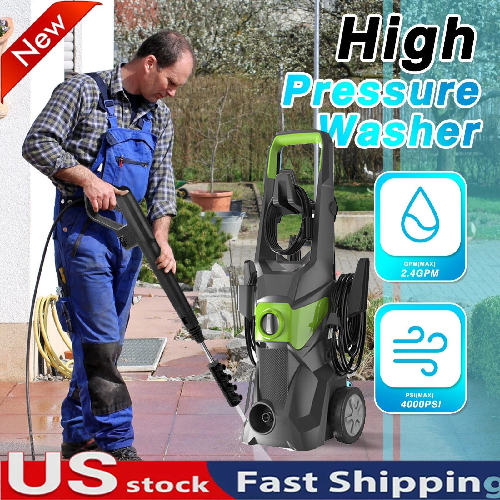 4000PSI 2.4 GPM Portable High-Pressure Washer Power Cleaner Car Washing Machine