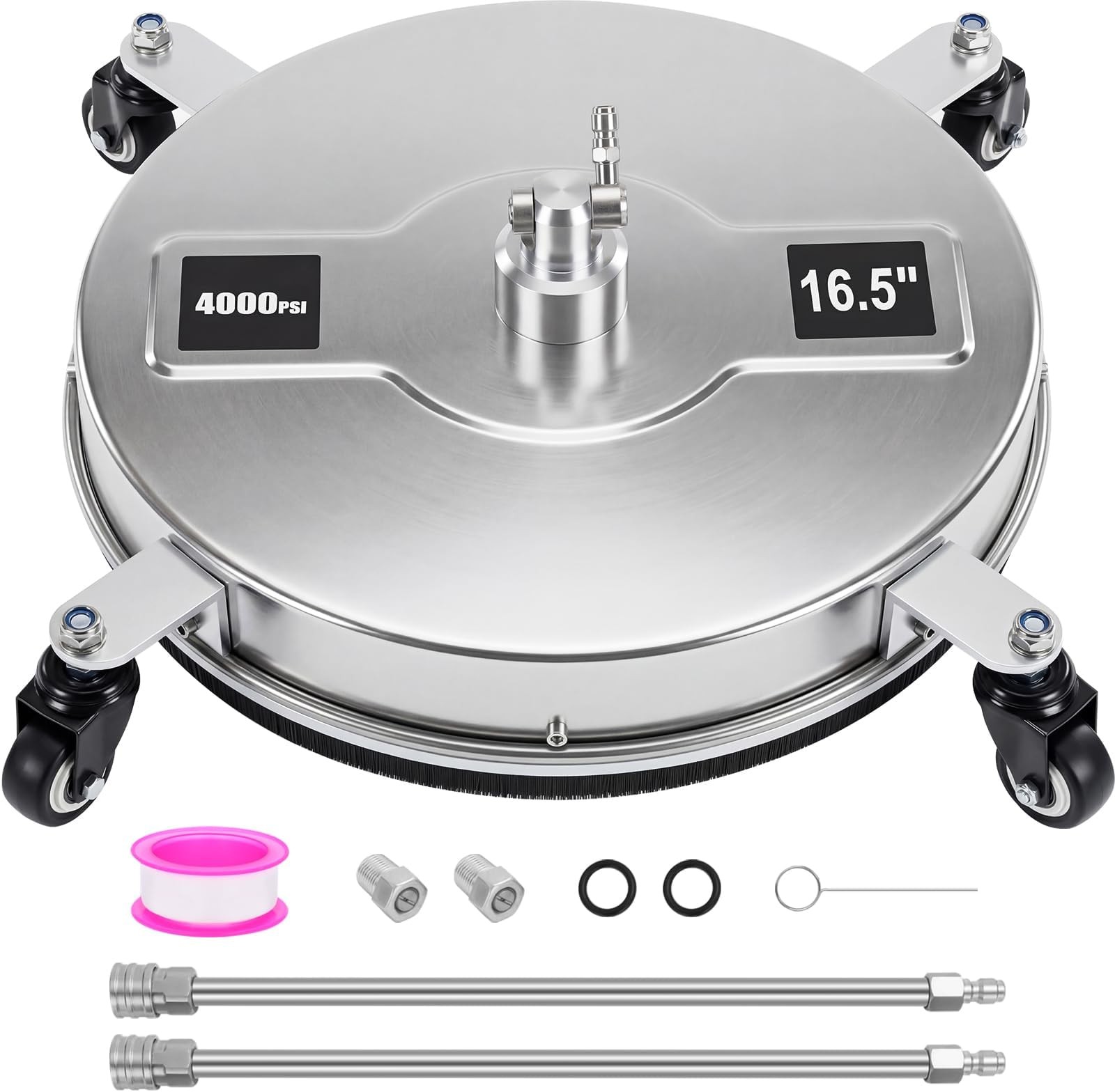 Dalmbox 16.5″ Pressure Washer Surface Cleaner, 4-Wheel Stainless Steel Rotary…