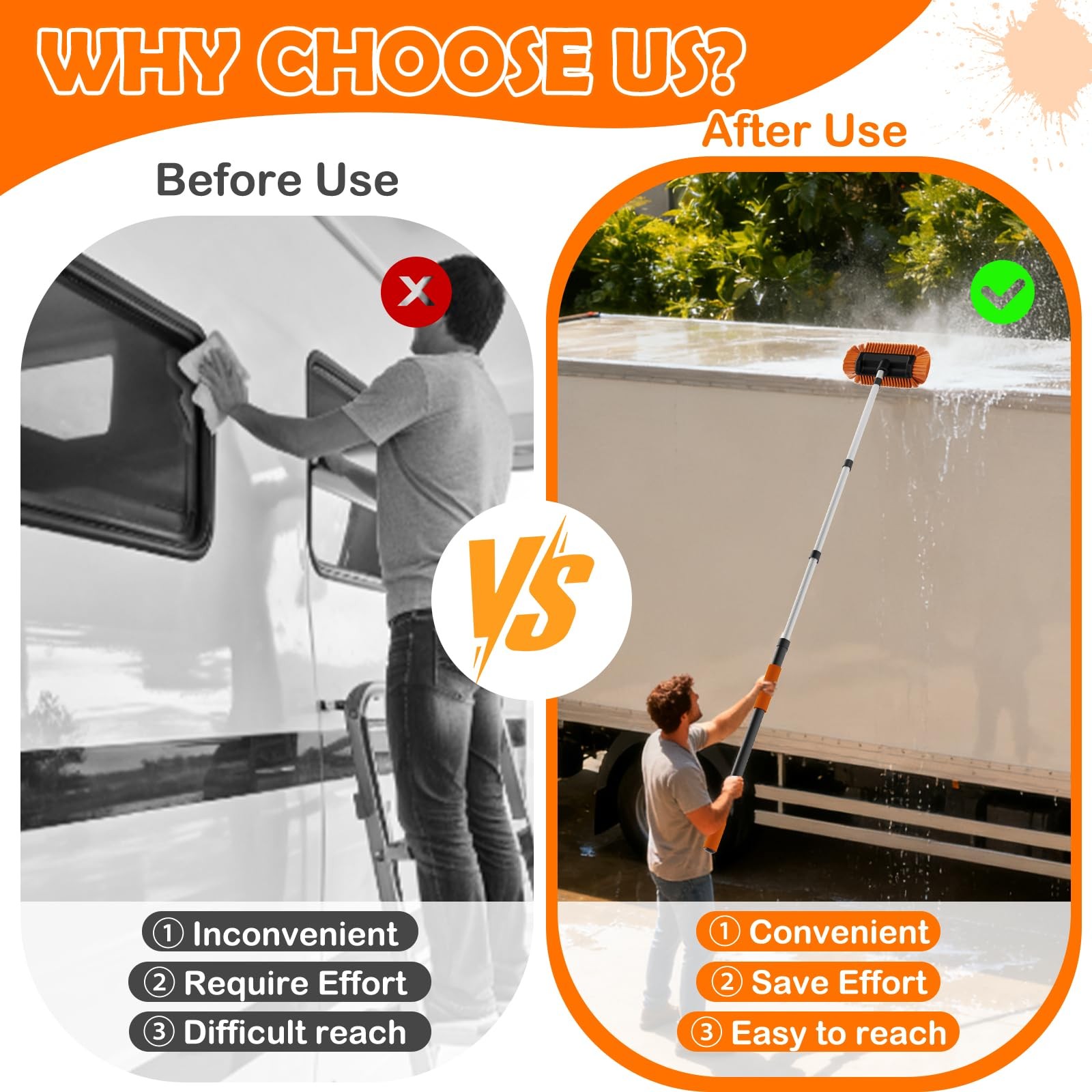 12FT Car Wash Brush with Long Handle, Cleaning Kit
