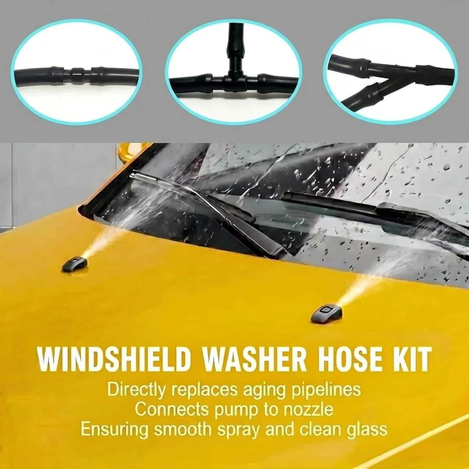 Windshield Washer Hose Kit,4M Rubber Hose with 36 Pcs Leak-Proof Connectors,Fits