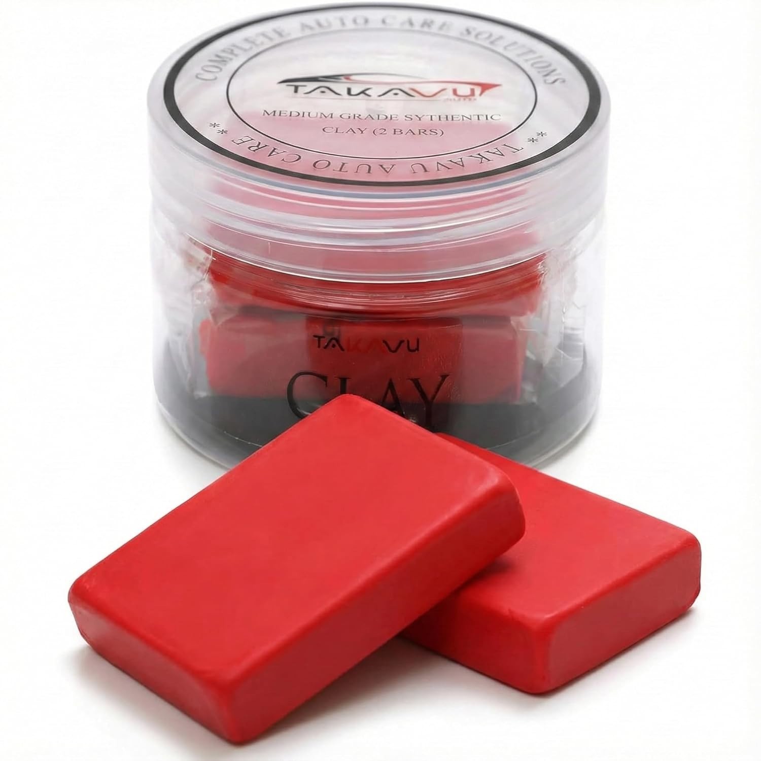 Car Clay Bars Auto Detailing 2 Pack 100g by TAKAVU, Premium Medium 2pcs, Red