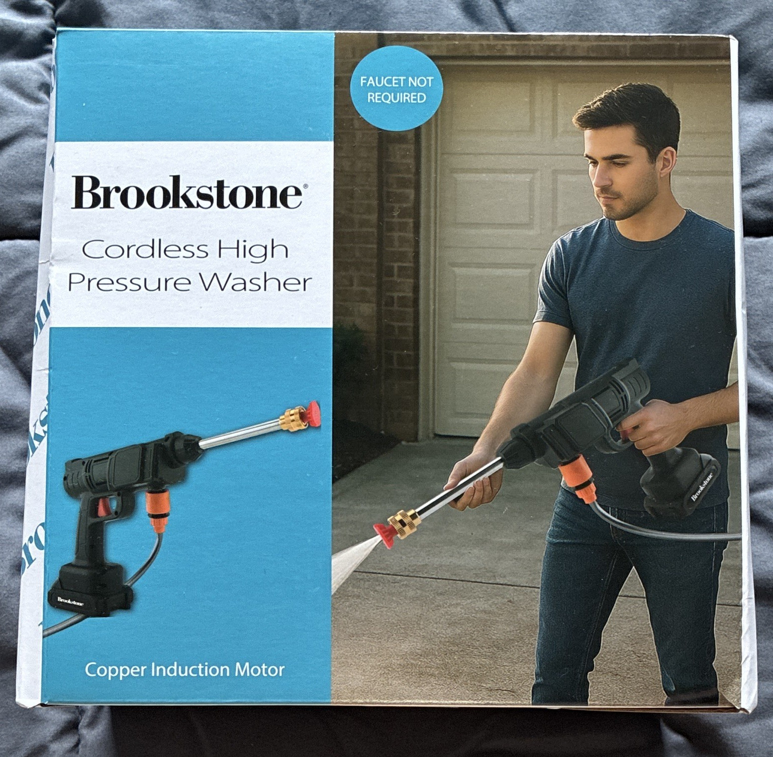 Brookstone Cordless Battery Cold Water Pressure Washer Lightweight Quick Connect