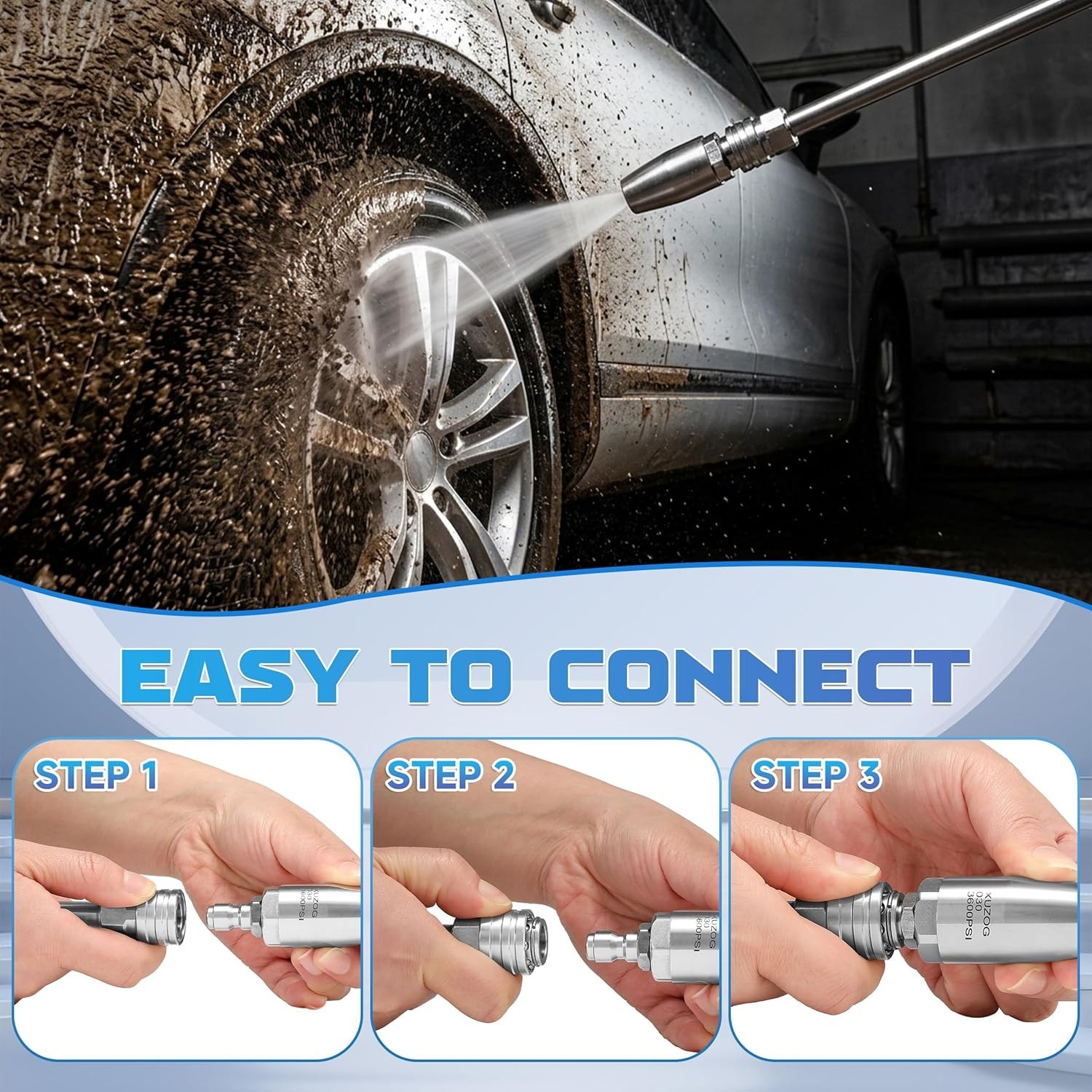 Turbo Nozzle Pressure Washer, 3600 PSI Stainless Steel Power Washer Nozzle Tip,