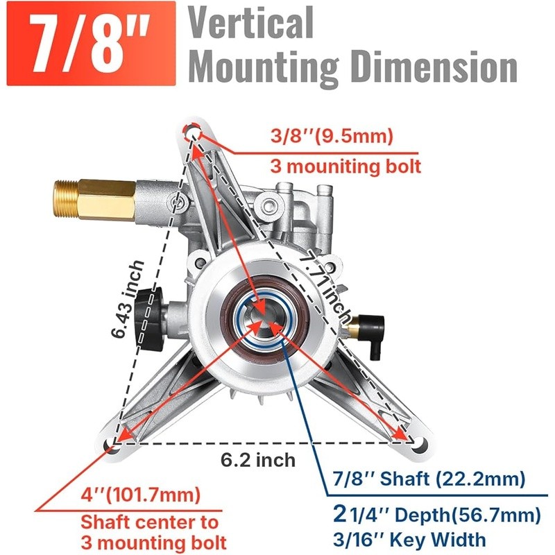 Vertical Pressure Washer Pump 3000 PSI 2.5 GPM Easy Start Adjustable Unloader US