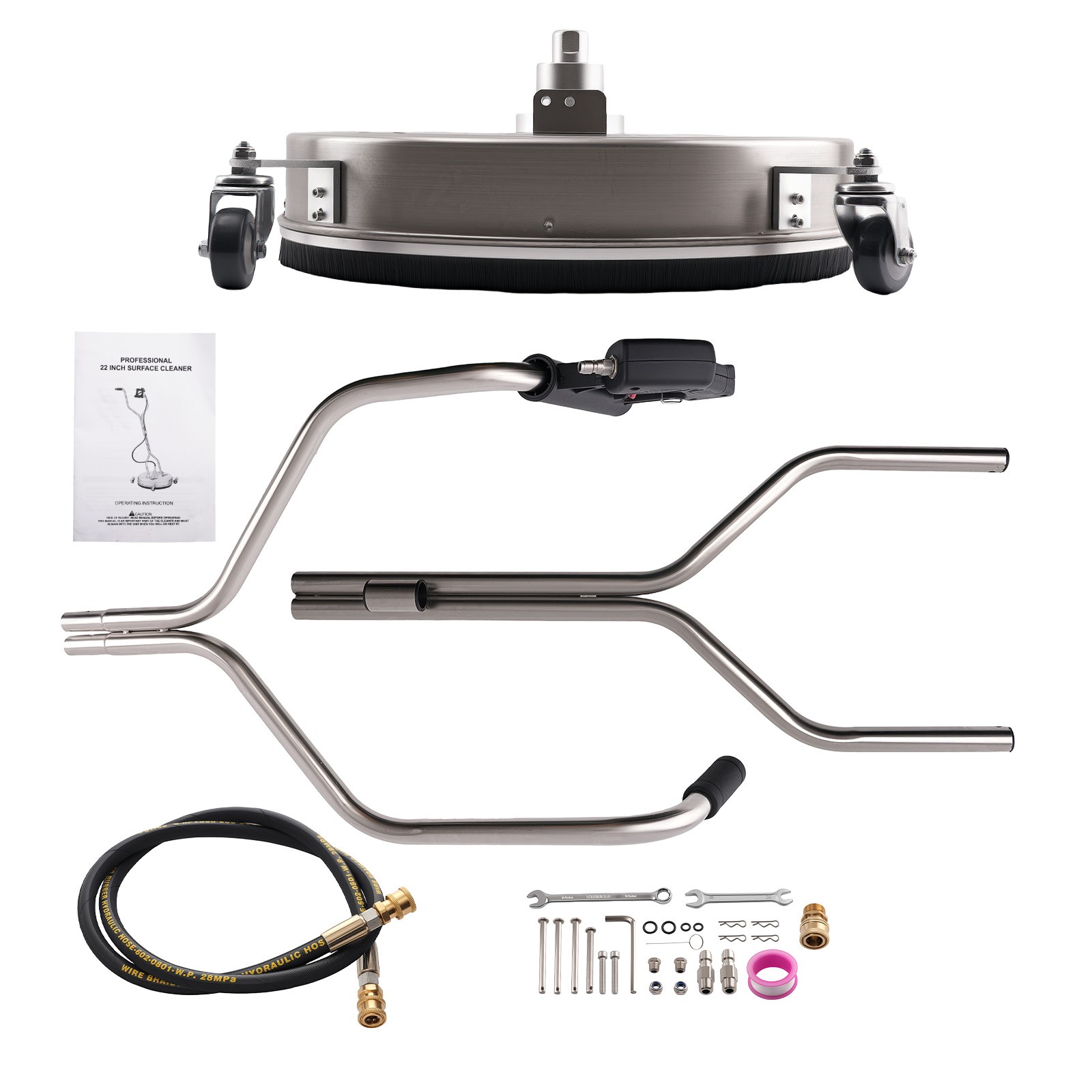 22″ Stainless Steel Surface Cleaner Pressure Washer 3/8″ QC 4200PSI Patio Tool