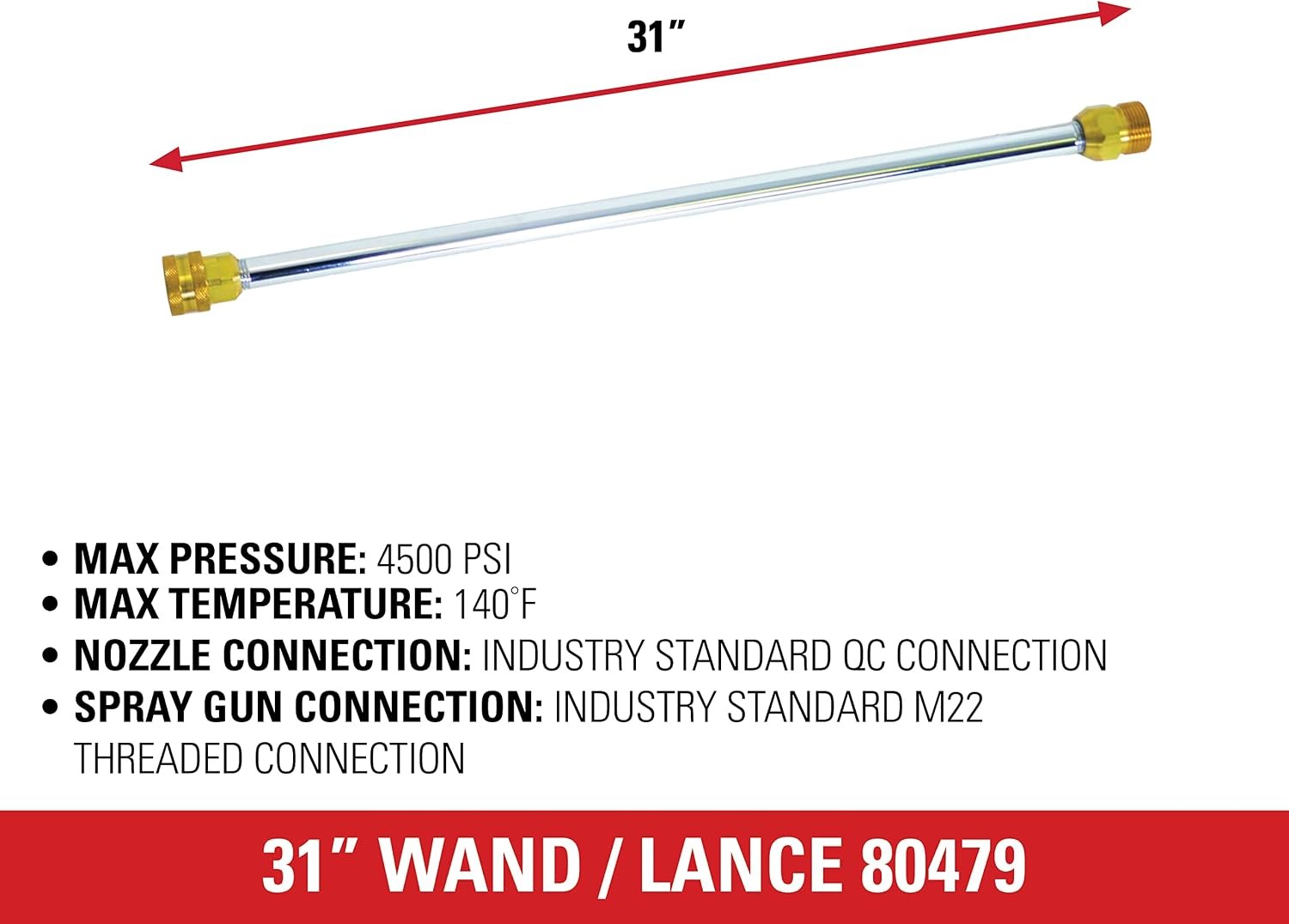 Cleaning 80479 Universal 31-Inch Pressure Washer Wand for Cold Water Use up