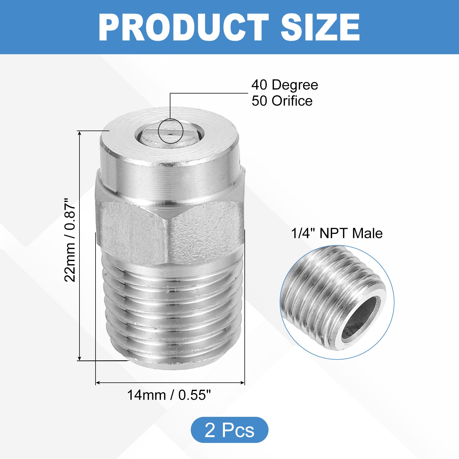 Nozzle 1/4″ NPT Male 050 40° for Surface Cleaners