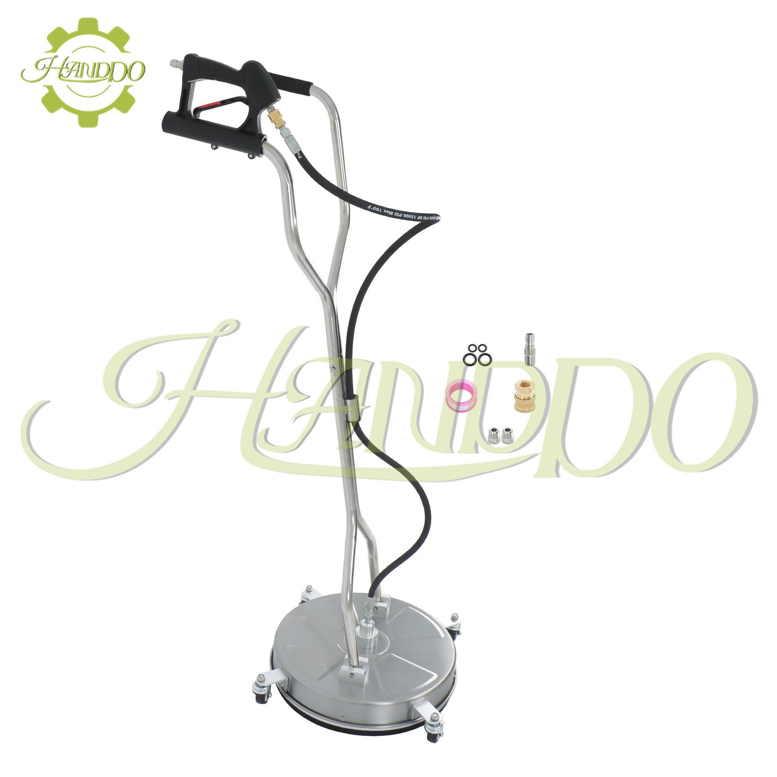 6000PSI Dual Handle Quick Connect 18″ w/ 4 Wheels Pressure Washer Surface Cleane