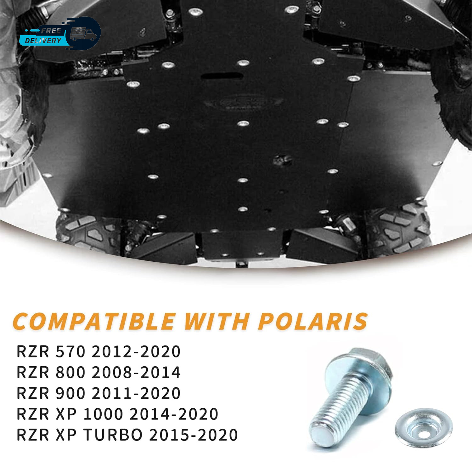 20 Piece Set UTV Skid Plate Washer and Bolt Kit Compatible with Polaris RZR 570