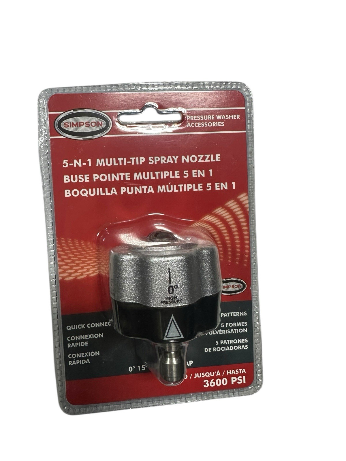 Simpson 80142, 5-N-1 Multi-Tip Spray Nozzle for Pressure Washer, Up To 3600 PSI