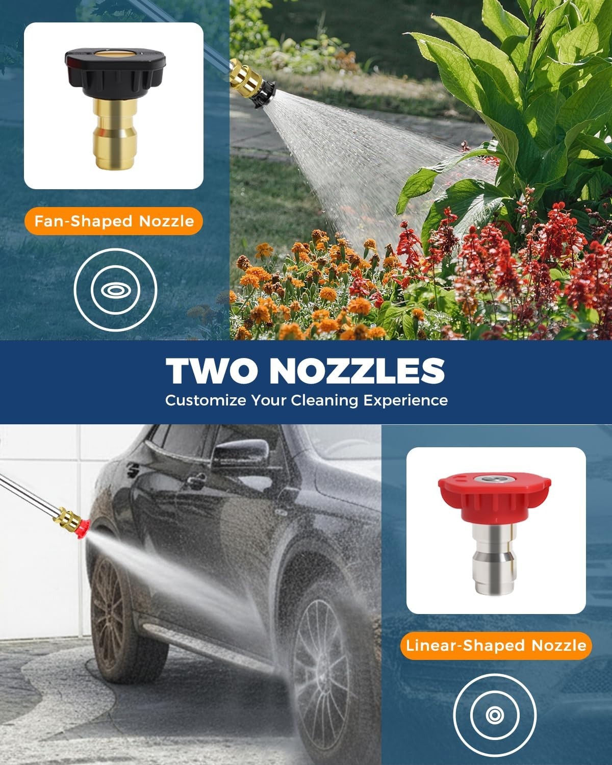 High Pressure Jet Nozzle Power Washer Wand 17″ 2-in-1 for Garden Hose, Quick Con