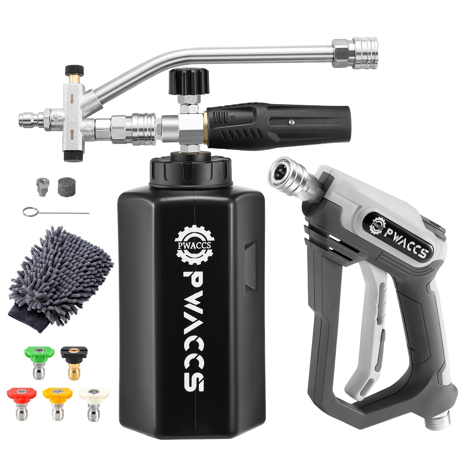 Pressure Washer Foam Gun Kit – Dual Connector, 4000 PSI, 1.5L Foam Cannon, Car W