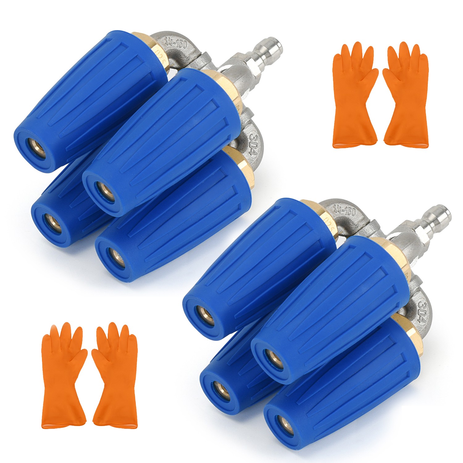360° Rotating Pressure Washer Four Turbo Nozzle 1/4″ Quick Connector 2.5 Orifice