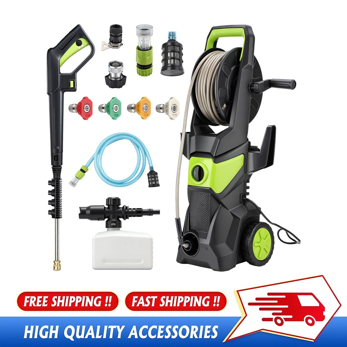 Electric Power Washer 5000 PSI 3.2 GPM Pressure Washer with 52FT Hose,nozzle