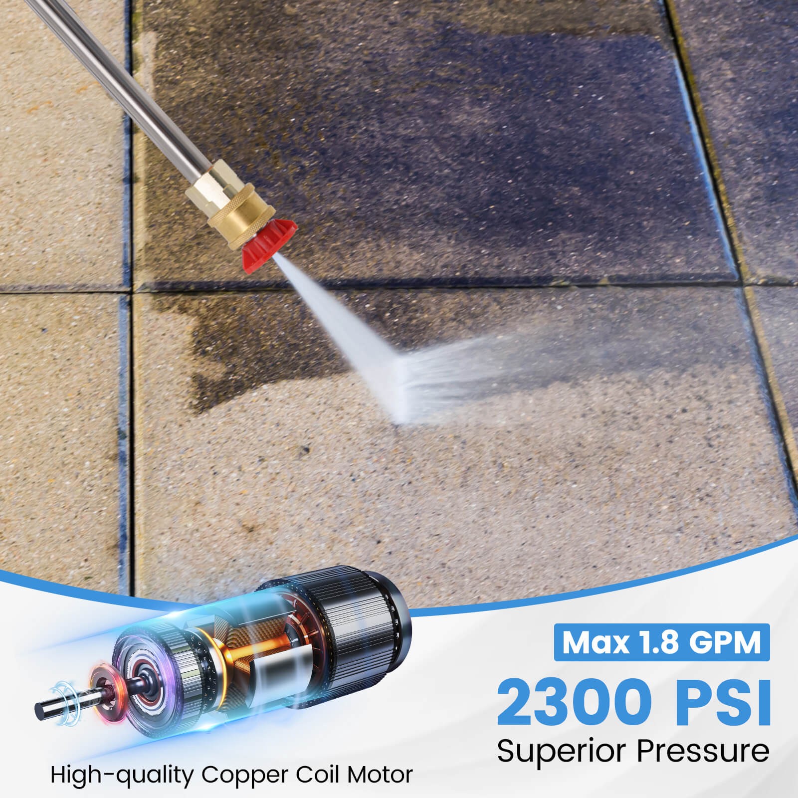 Electric Pressure Washer w/ Wheels 5 Quick Connect Nozzles Soap Bottle spray gun