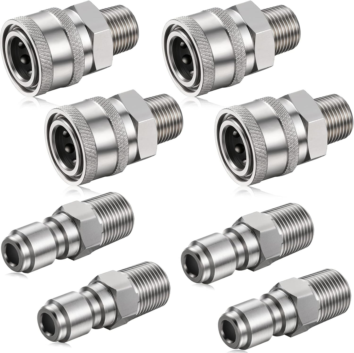 Shimeyao 4 Sets NPT 1/4 Inch Pressure Washer Coupler Quick Connect Plug Male Fem