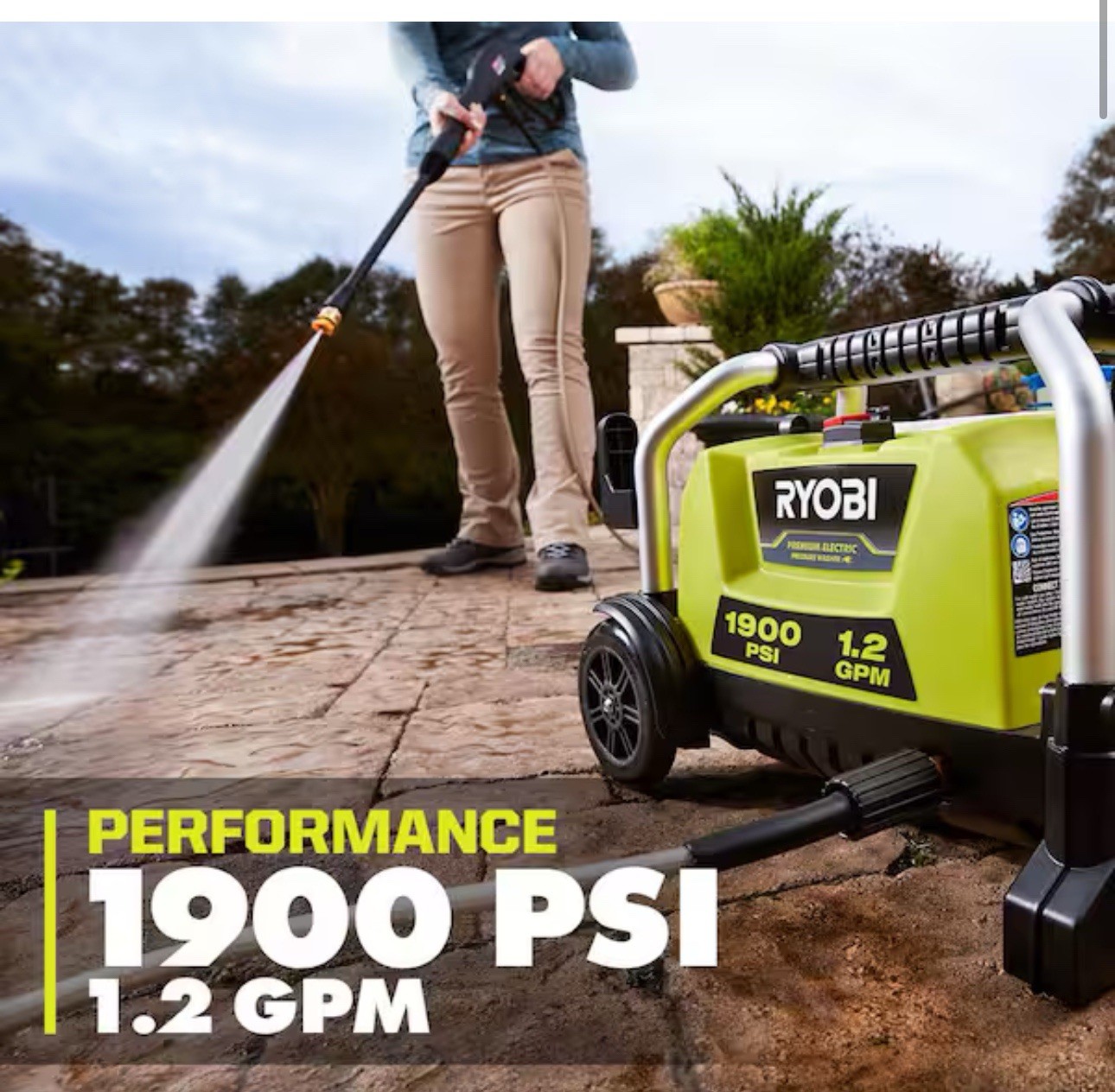 RYOBI 1900 PSI 1.2 GPM ELECTRIC PRESSURE WASHER RY1419MT -OPEN BOX-