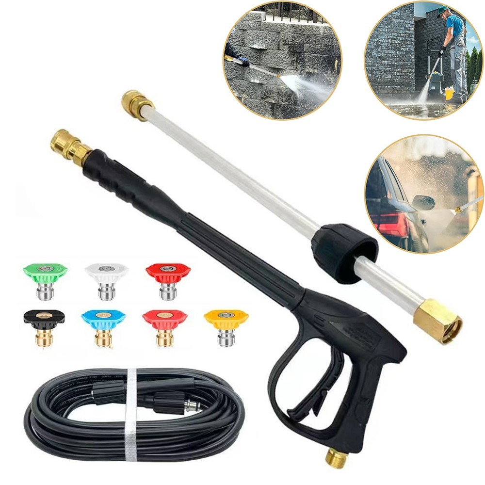 5800PSI High Pressure Car Power Washer Spray Gun Wand Lance Nozzle Tips Hose Kit