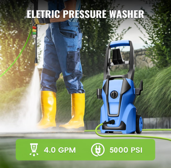 Hidrolimpiadora de Alta Presión 5000 PSI para Coches Patios con Espuma