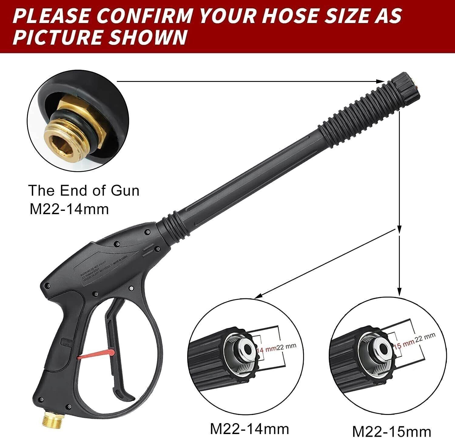 High Pressure Power Washer Spray Gun Wand Lance Nozzle Tips 50FT Hose Kit M22