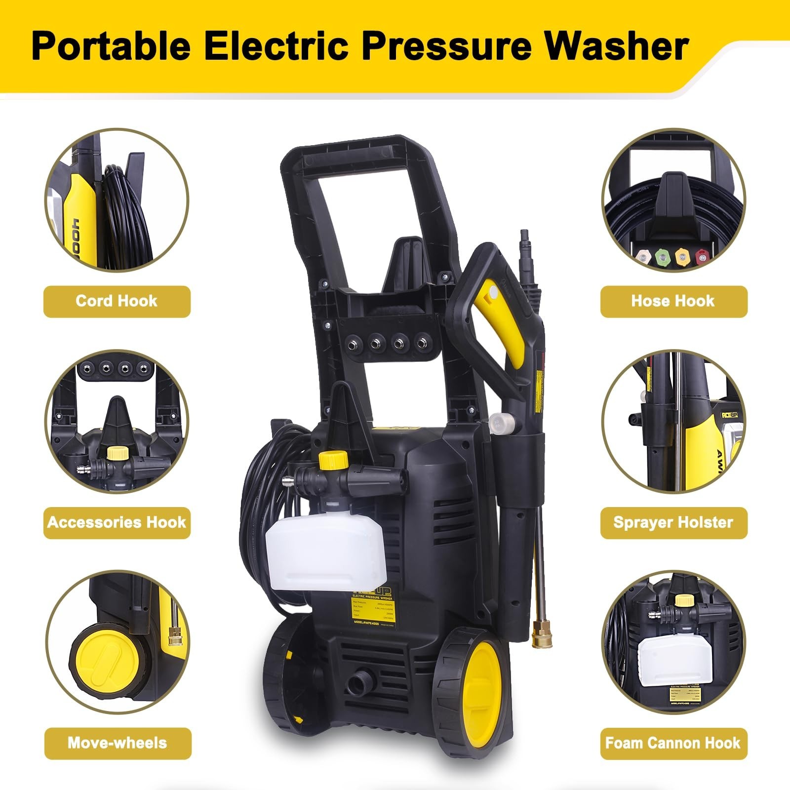 4000 PSI Electric Pressure Washer High Portable Powered Cleaner New Aceup Energy