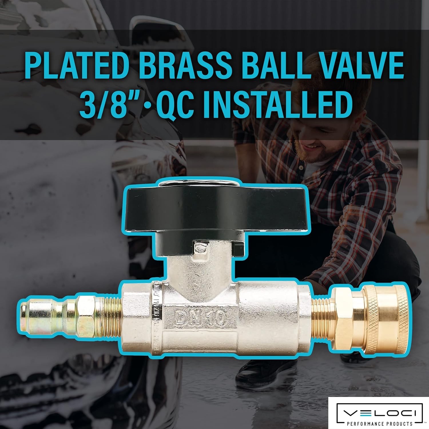 MTM Hydro Veloci 3/8″ Plated Brass Ball Shut Off Flow Control Valve, 3000 PSI