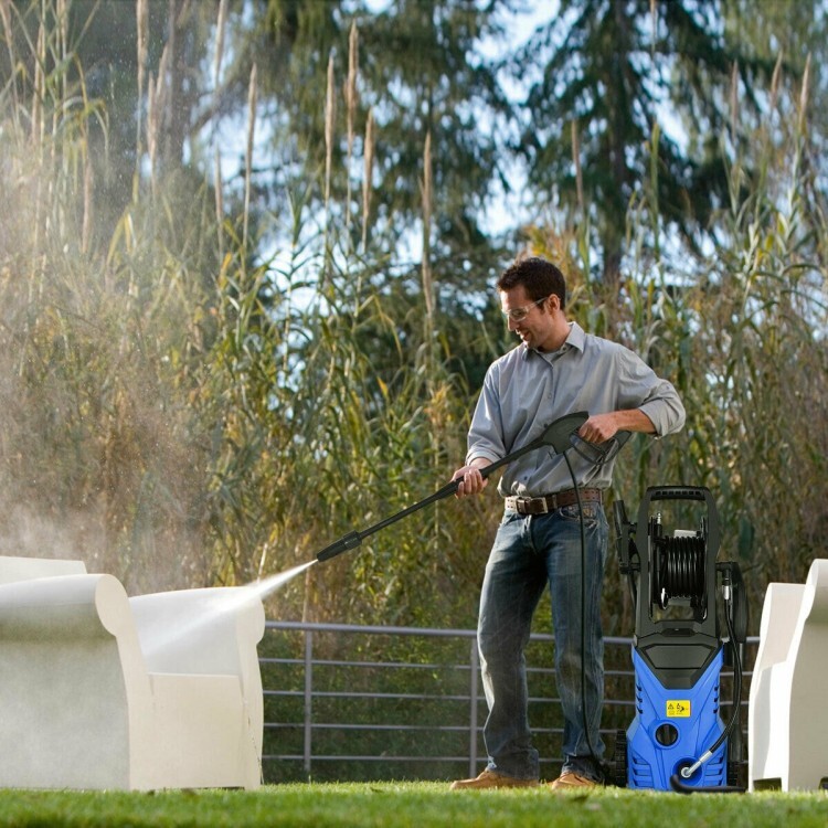 Costway 2030PSI Electric Pressure Washer Cleaner 1.7 GPM 1800W W/ Hose Reel Blue