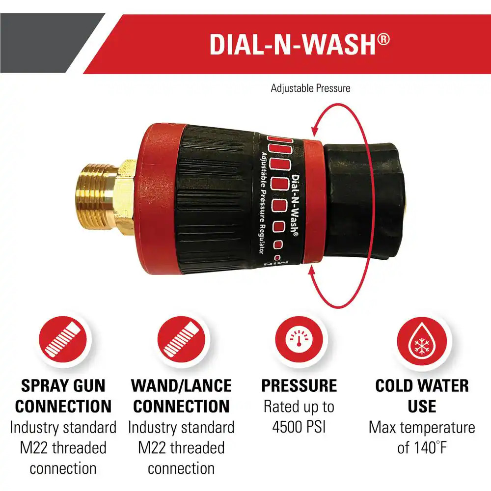 Dial-N-Wash Adjustable Pressure Regulator with M22 Connections for Cold Water 45