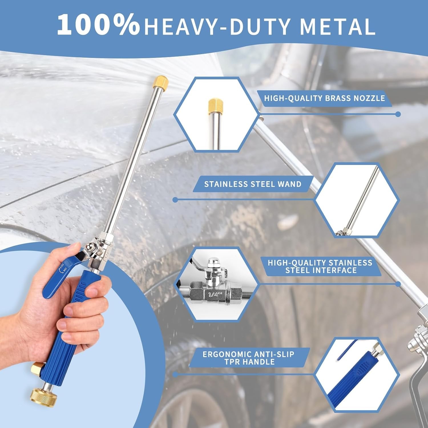 High Pressure Jet Hose Nozzle Attachment Wand，Power Washer Hydro Nozzle Attac…