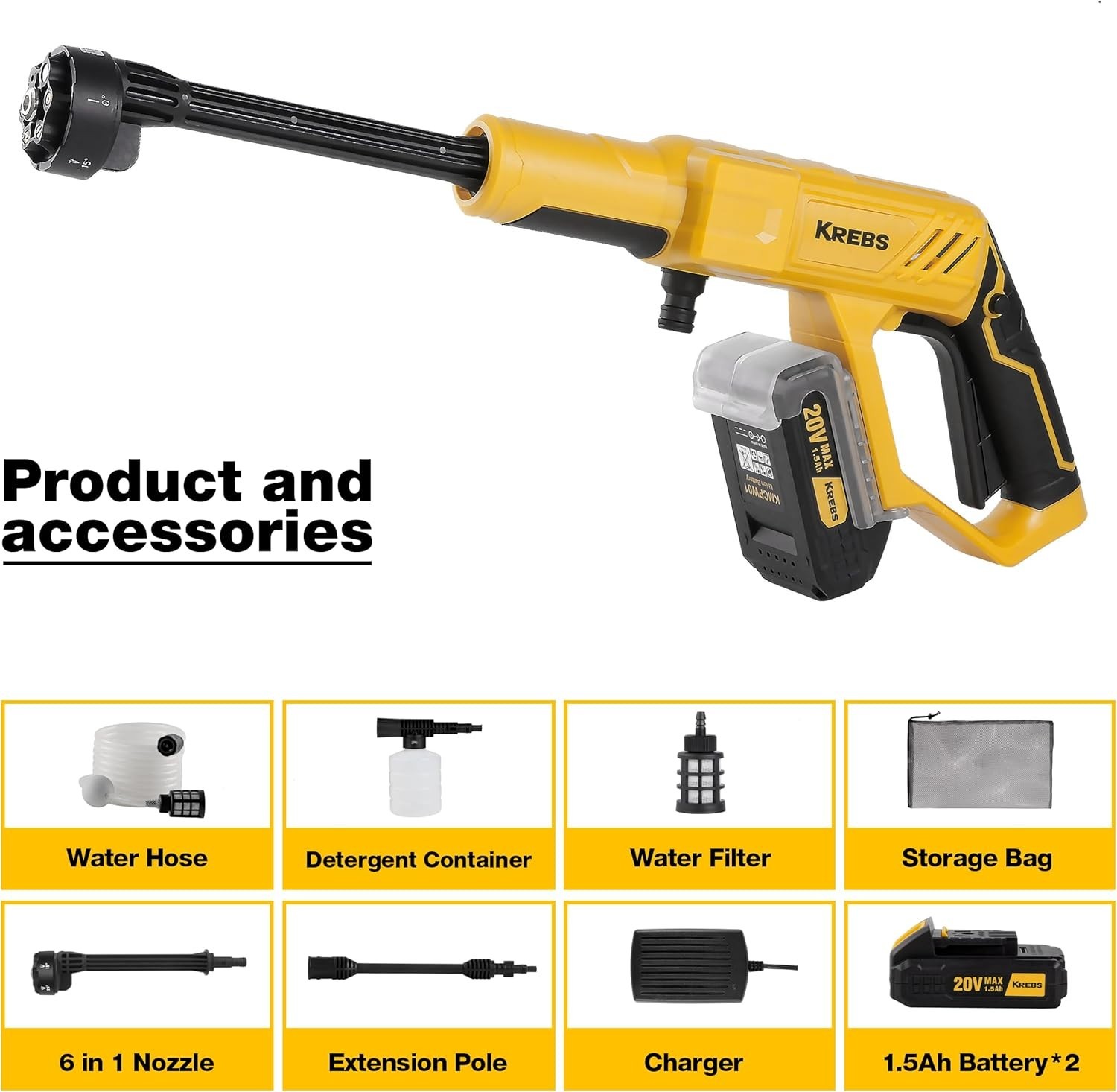 Cordless Pressure Washer for Dewalt 20V Battery PSI Portable Handheld Pow…