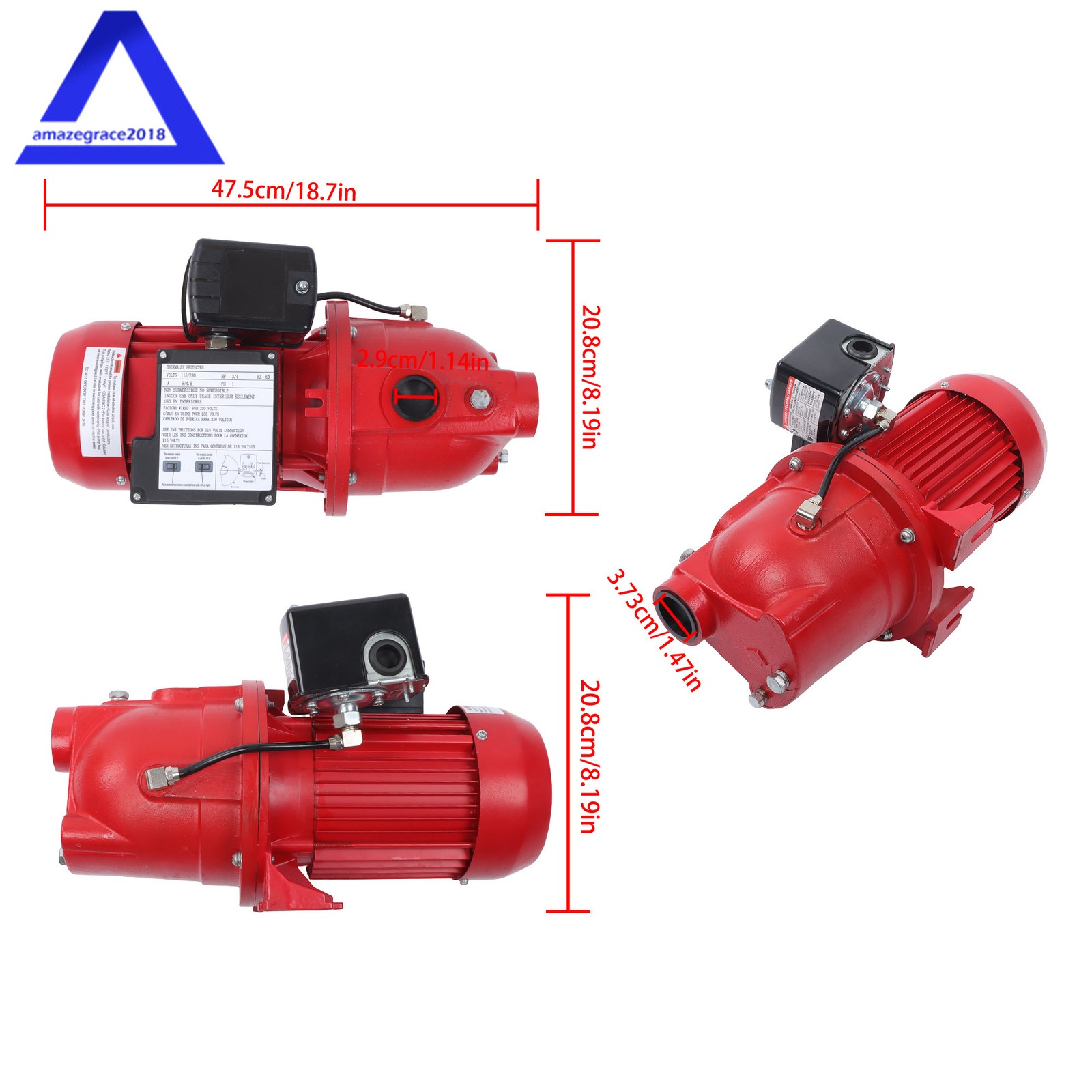 3/4 HP, 13 GPM Dual 115/230v Cast Iron Shallow Well Jet Pump, 97080701