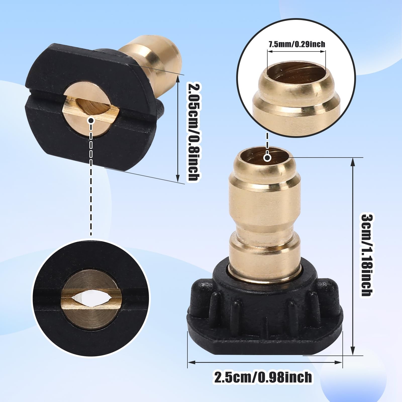 Pressure Washer Tips, 7 Pack Power Washer Soap Nozzles, 65 Degree Black, 1/4 Inc