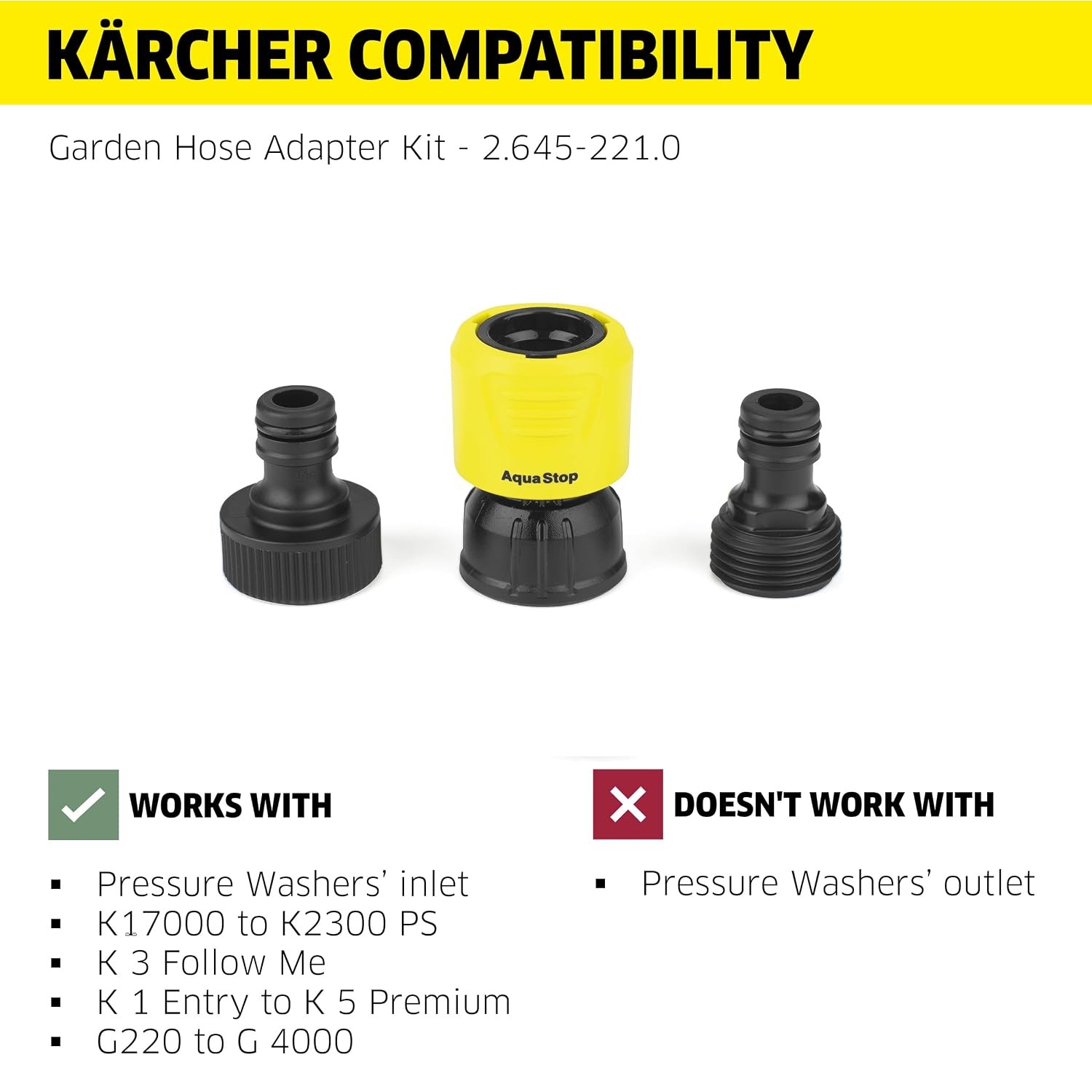 Kärcher Garden Hose Adapter Kit for Electric and Gas Pressure Washers, Quick Con