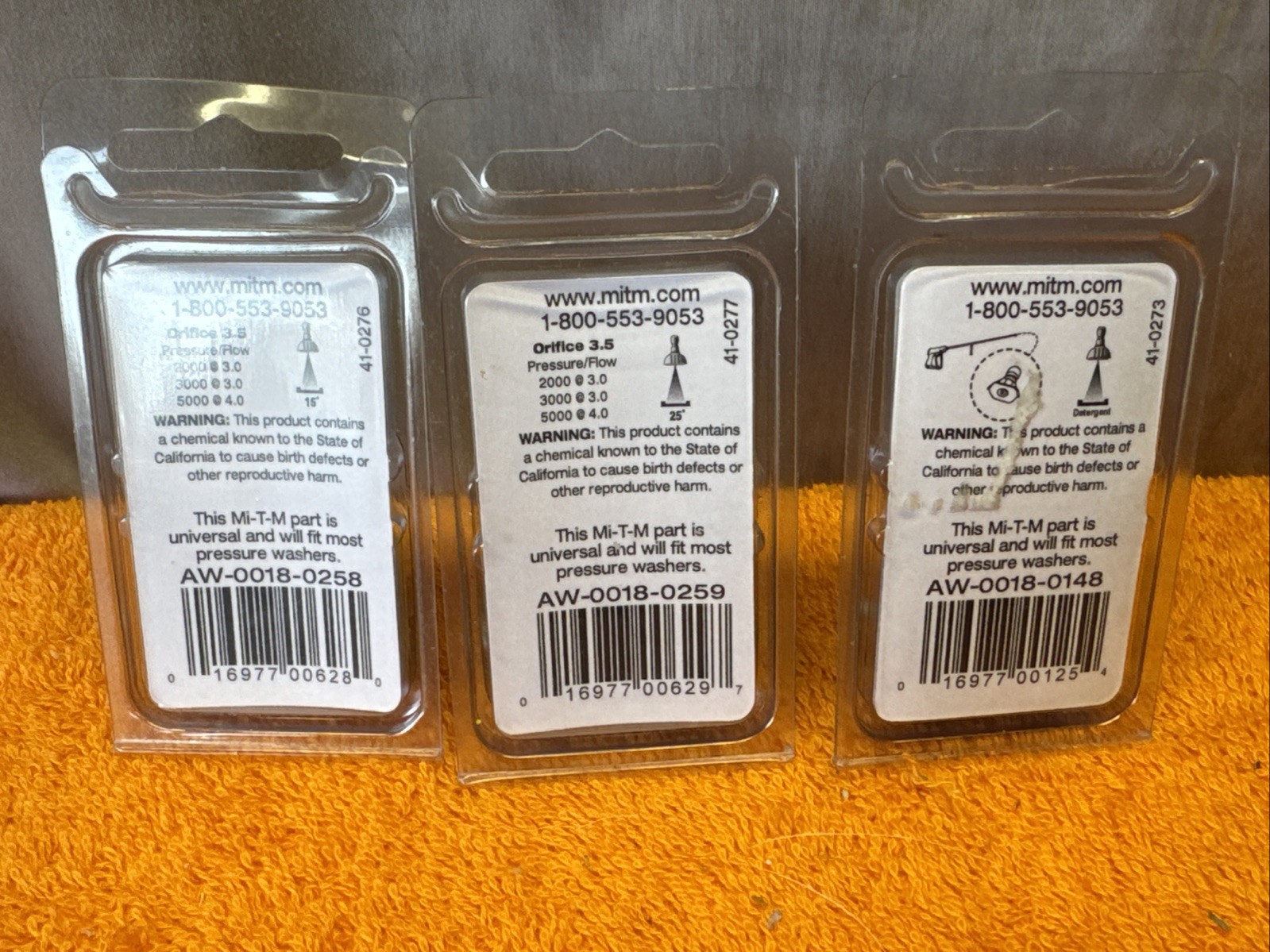 Q•Mi-T-M Pressure Washer Tips Set Of 3 High 15, 25 & Low Pressure Detergent