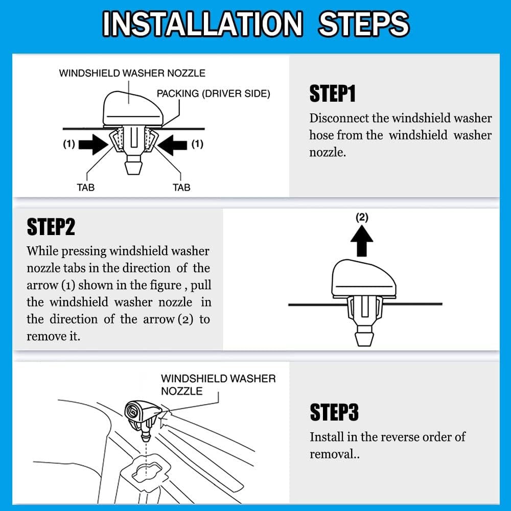 Windshield Washer Nozzles Kit, Front Windshield Washer Nozzle Assembly and Fl..