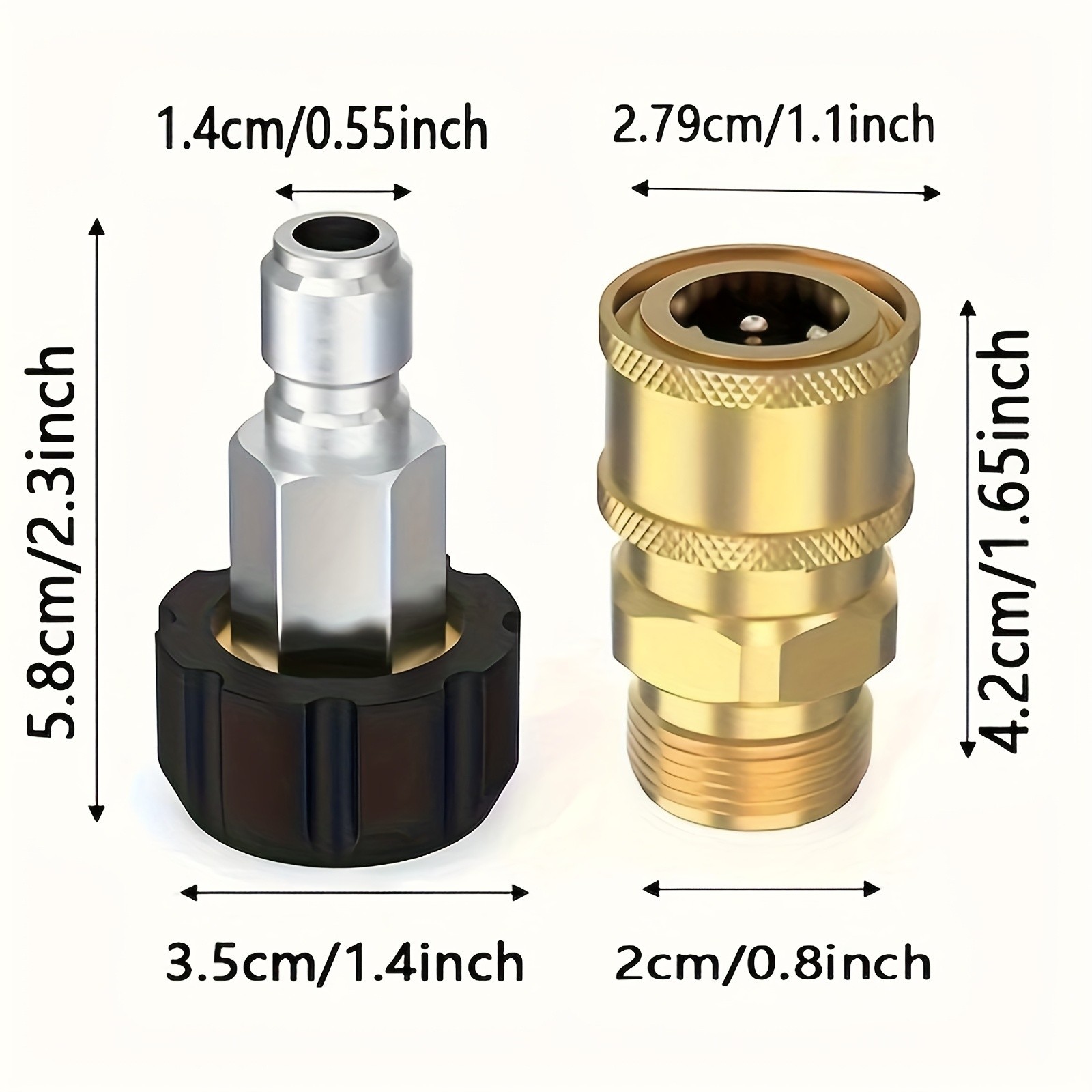 Brass Pressure Washer Quick Connect Kit – M22-14mm Adapter for Hose & Gun