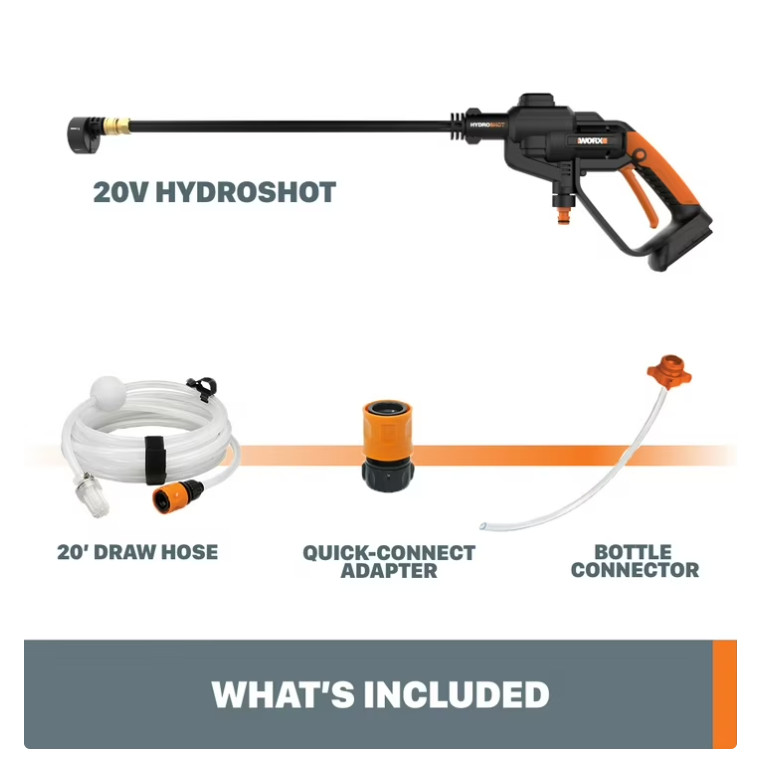 WG620 WORX 20V Power Share 4.0Ah Hydroshot Portable Power Cleaner (320 PSI)