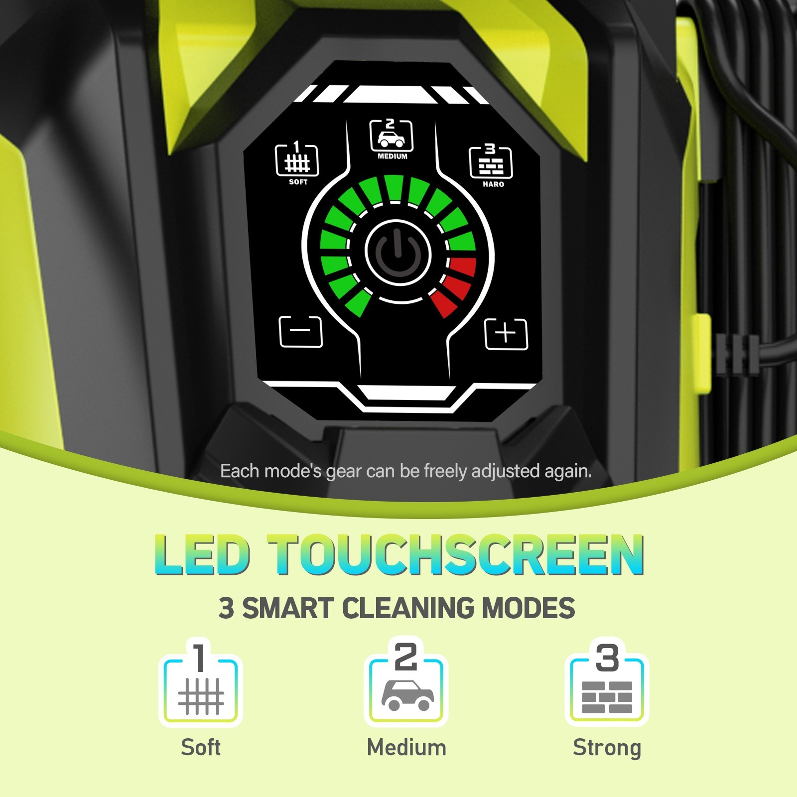 Electric Pressure Washer 5000PSI 2.35GPM, 15 Level Adjustable Touch Screen