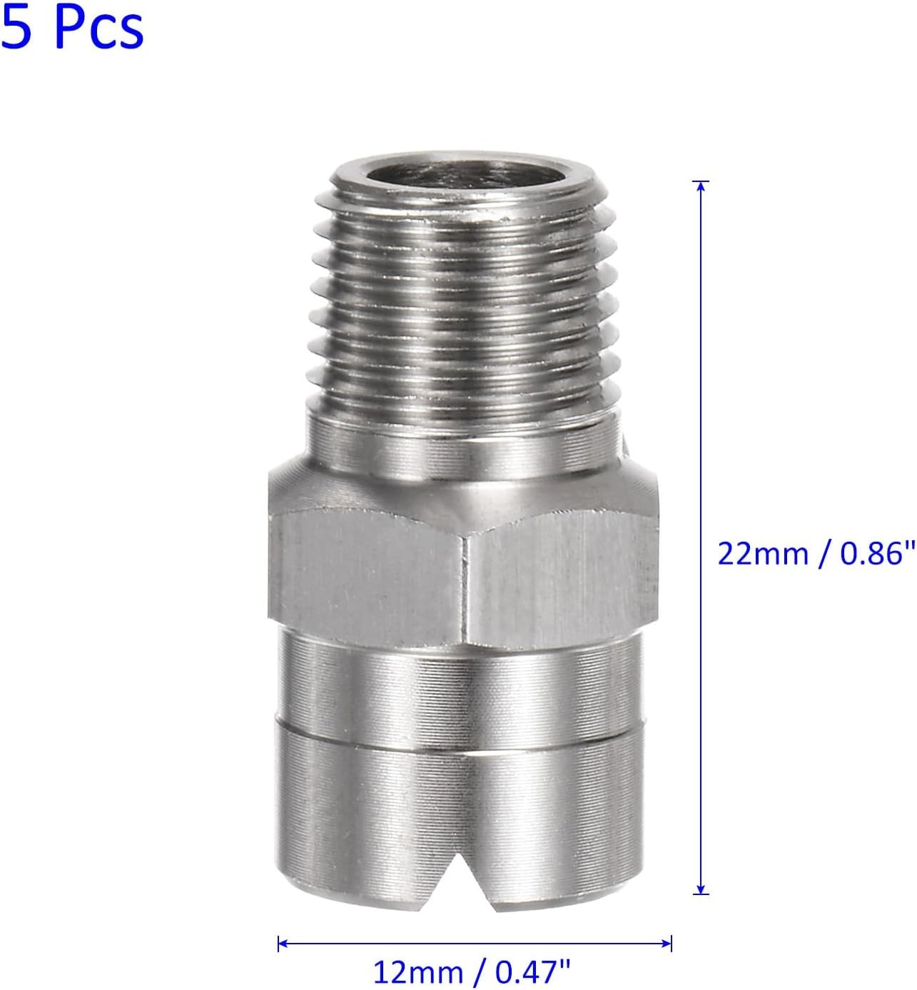 5-Pack Flat Fan Spray Tip 65 Degree 1/8BSPT Male Stainless Steel Pressure