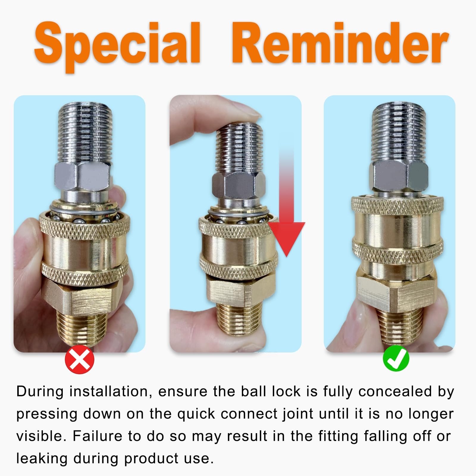 4 Pairs NPT 3/8 Inch Male Female Quick Connector Pressure Washer Adapters