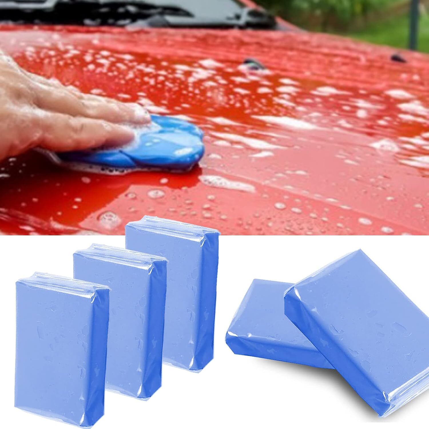 5Pc Car Detailing Clay Bar 500g Auto Detailing Clay Bar Cleaner w/ Towel, Blue