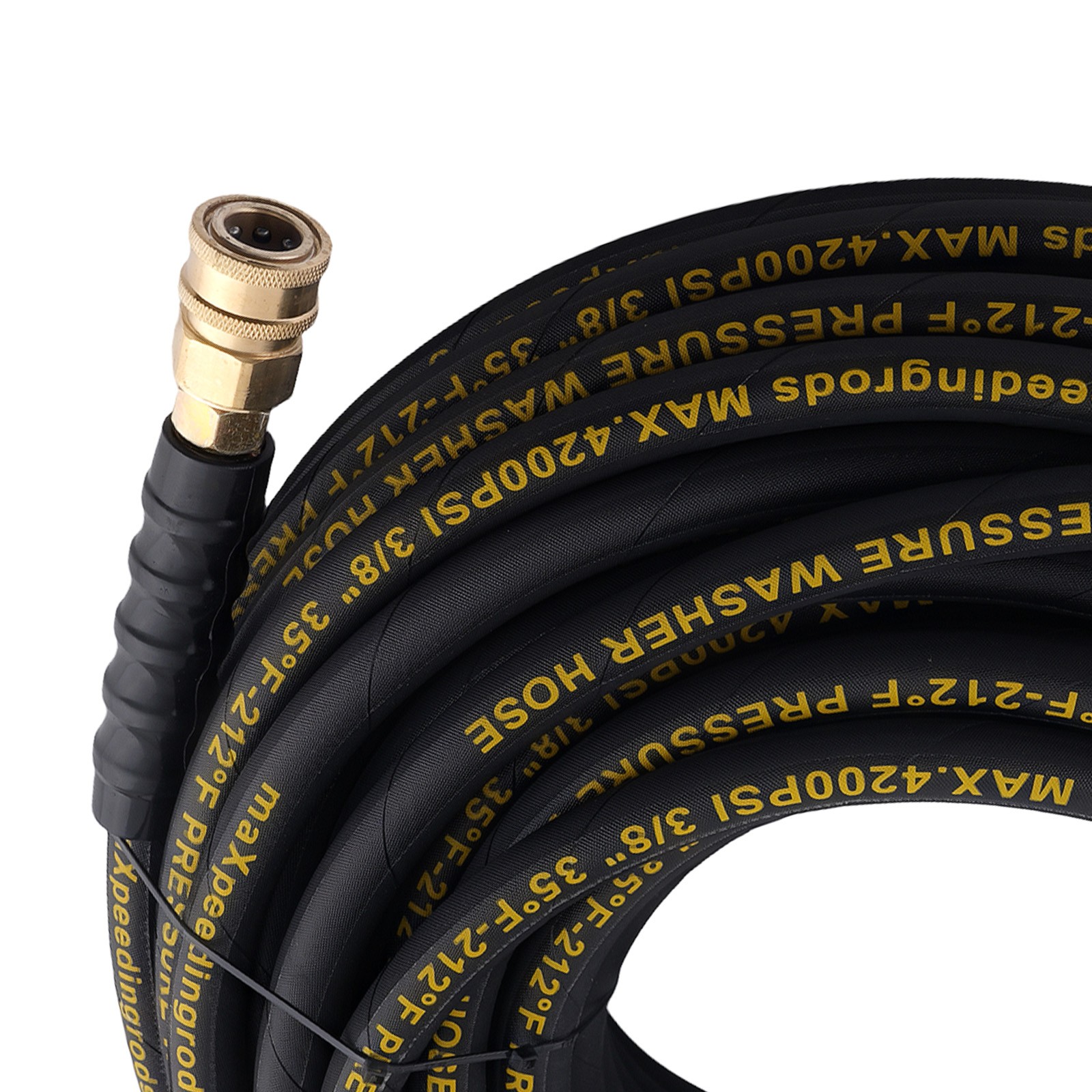 100ft 3/8″ High Pressure Washer Hose 4200PSI Steel Wire Braided w/ Coupler
