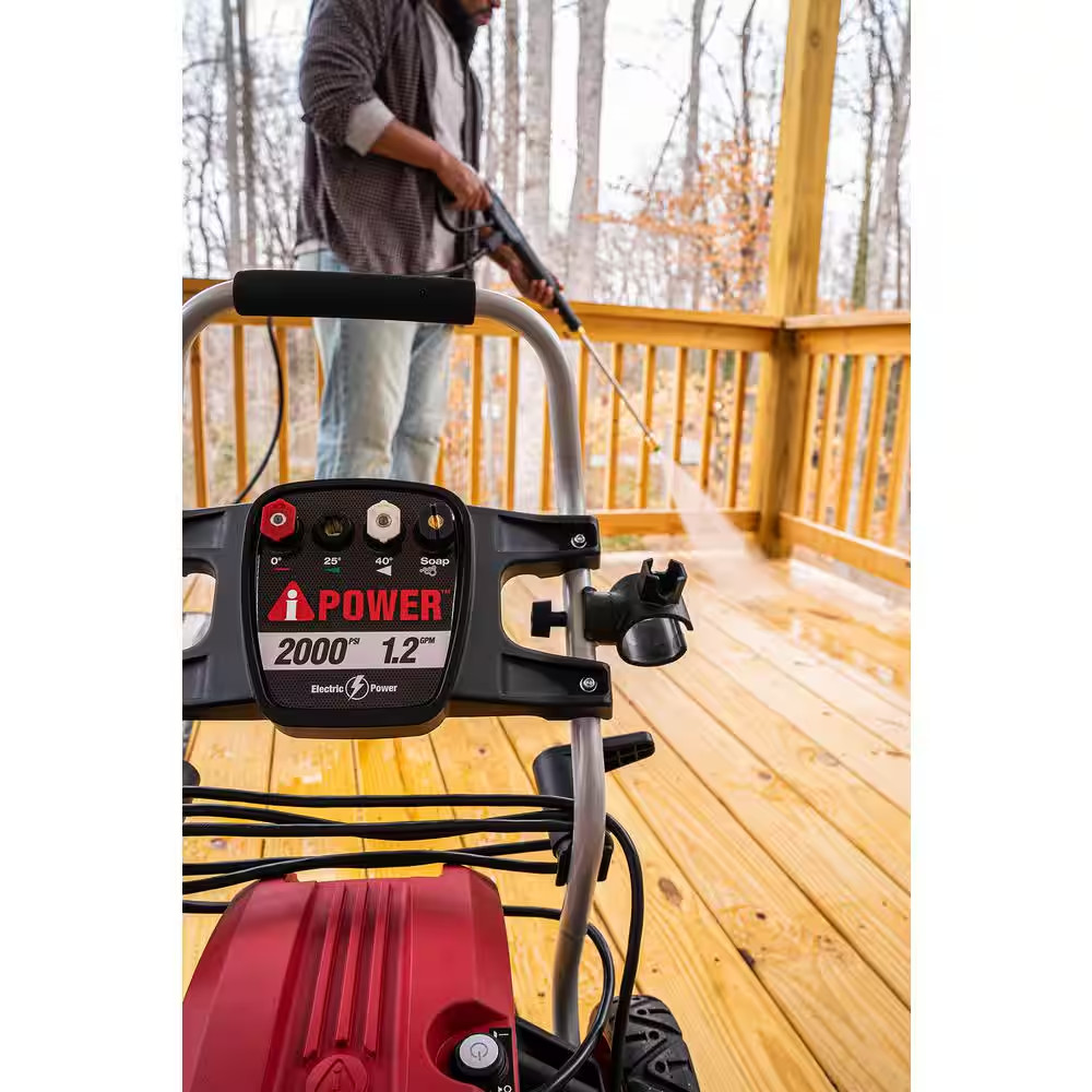 2000 PSI 1.2 GPM 15 Amp Cold Water Pressure Washer with 4-Quick Connect Nozzles